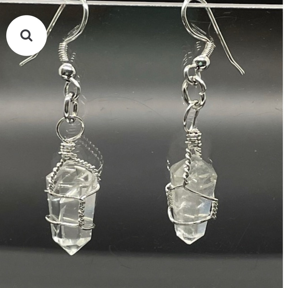 Sterling Silver and Clear Quartz Crystal Earrings